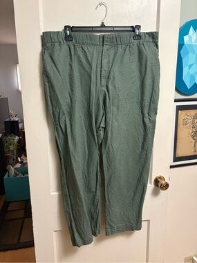 GAP Olive Green Linen-blend Pants